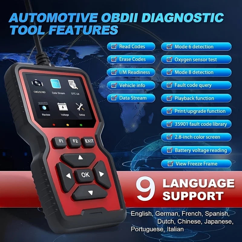 V519 Professional Obd2 Scanner - Usb-Powered Car Diagnostic Tool with Real-Time Data Stream, Full-Featured Obd Ii Testing (I/M Ready, Bod2/Eobd), Clears Engine Fault Lights, Reads/Erases Codes for Most Vehicles, Car Maintenance, Ergonomic Design, Durable Plastic Casing