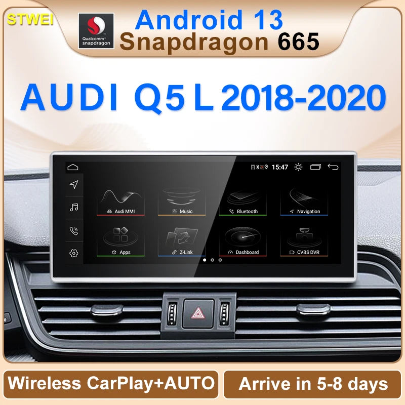 Qualcomm 8G 128G Android13 10.25Inch Carplay AUTO for AUDI 2018-2022 Q5 Q5L Car Video Players GPS Navigation Smart Screen