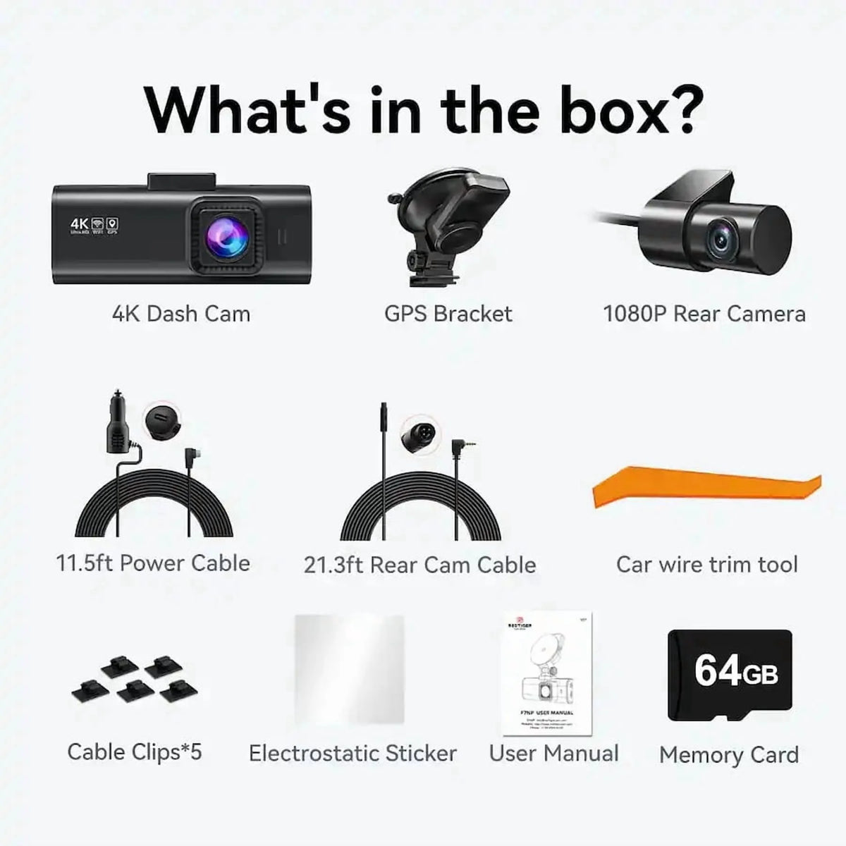 Dash Cam for Cars, 4K/2.5K Full HD Car Camera Dash Cam, 3.16” IPS Screen Dash Cam, Dashcam Built-In Wi-Fi GPS, Night Vision, Loop Recording, Vehicle, Parking Mode, Free 64GB Card