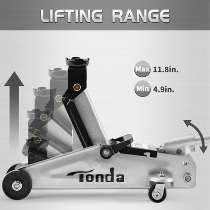 Floor Jack, 1.5 Ton Hydraulic Car Jack, 3,000 Lb, 4.9"-11.8"