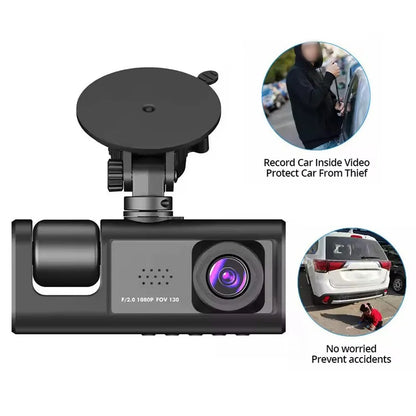 Dash Cam, 3 Channel Dash Cam, 1080P Dash Cam Front and Inside, Triple Dash Cam, Infrared Night Vision, G-Sensor, 24Hr Parking, Front Rear Dash Cam Loop Recording
