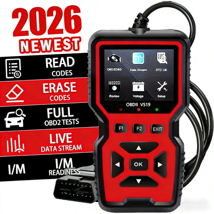 V519 Professional Obd2 Scanner - Usb-Powered Car Diagnostic Tool with Real-Time Data Stream, Full-Featured Obd Ii Testing (I/M Ready, Bod2/Eobd), Clears Engine Fault Lights, Reads/Erases Codes for Most Vehicles, Car Maintenance, Ergonomic Design, Durable Plastic Casing