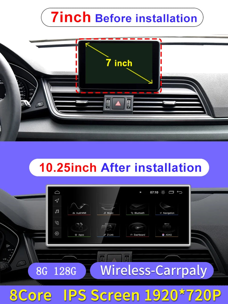 Qualcomm 8G 128G Android13 10.25Inch Carplay AUTO for AUDI 2018-2022 Q5 Q5L Car Video Players GPS Navigation Smart Screen