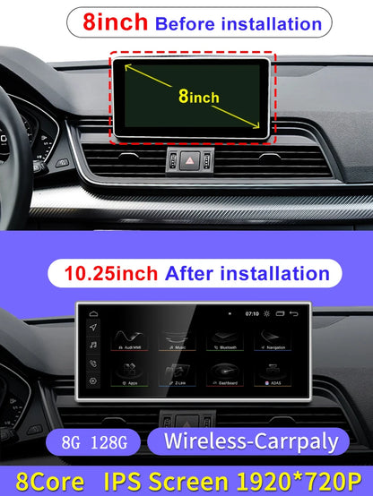 Qualcomm 8G 128G Android13 10.25Inch Carplay AUTO for AUDI 2018-2022 Q5 Q5L Car Video Players GPS Navigation Smart Screen
