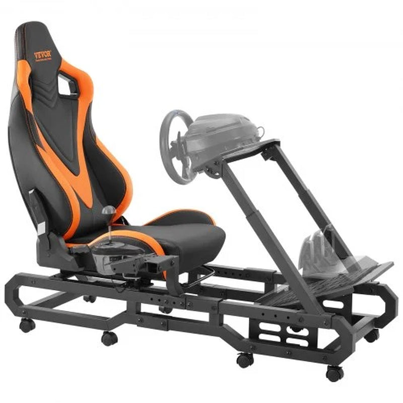 Racing Wheel Stand with Wheels for Logitech G923/G920/G29, Heavy Duty Steel Driving Simulator Cockpit-Thrustmaster T248P, Steering Wheel Bracket & Foot Pedal Adjustable, Max Load 330 LBS