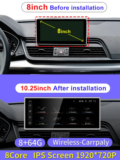 Qualcomm 8G 128G Android13 10.25Inch Carplay AUTO for AUDI 2018-2022 Q5 Q5L Car Video Players GPS Navigation Smart Screen